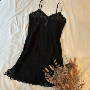 Y2K Victoria’s Secret Black Lace Slip Dress Lingerie Mini